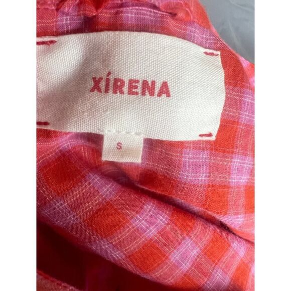 XiRena Womens Winnie Orange Pink Check Shirt Dress Size small MSRP $295 - Picture 10 of 10